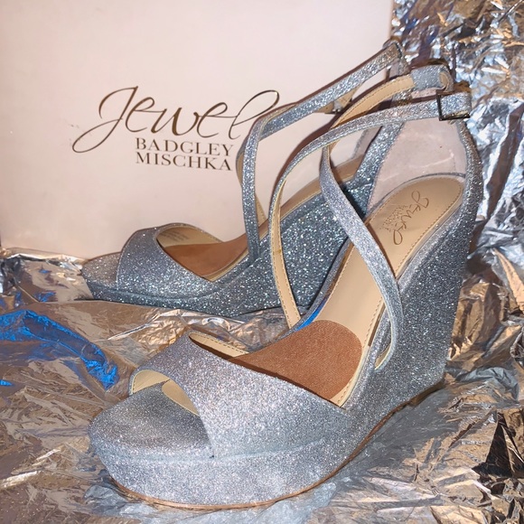 Jewel Badgley Mischka Averie Platform Wedge W 8.5 - Picture 1 of 9